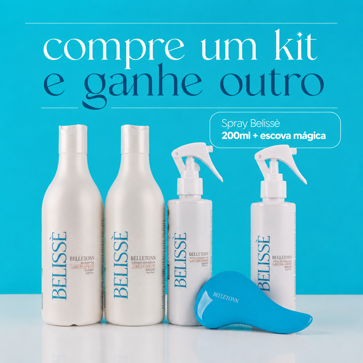 Kit Belissè 500ml + Spray 200ml extra e Escova de Brinde