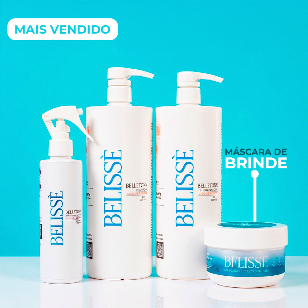 Kit Liso dos sonhos 1l + Máscara Belissé 200g brinde