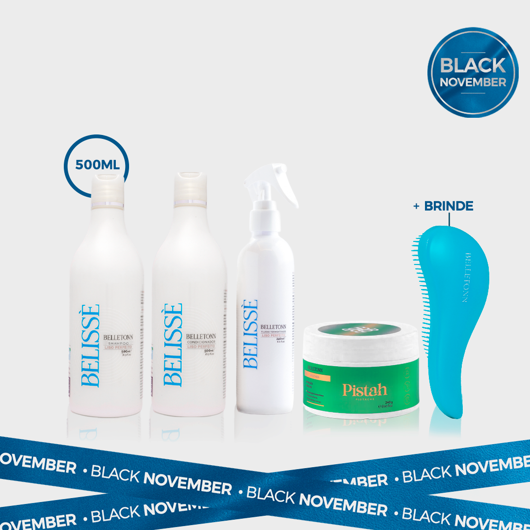 Kit Belissè 500ml + Máscara Pistah + Escova Azul