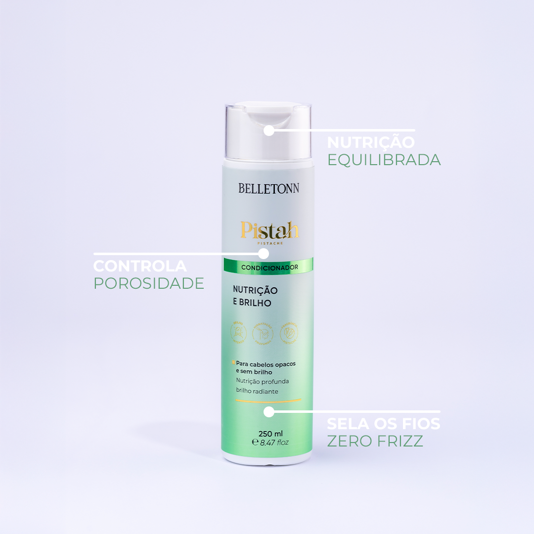 kit Pistache Travel 60ml + nécessaire verde + escova verde - Belletonn Cosméticos
