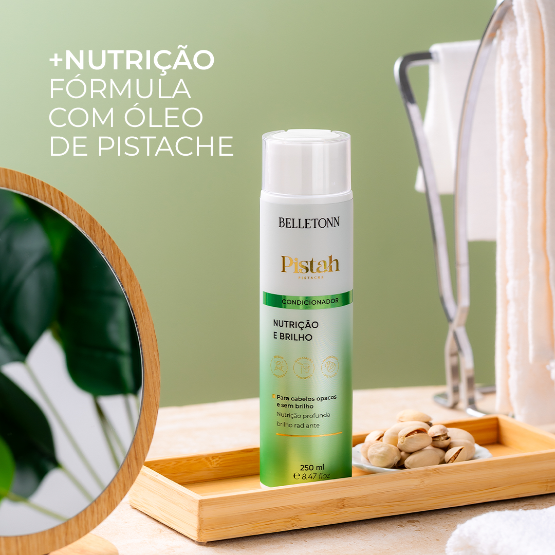kit Pistache Travel 60ml + nécessaire verde + escova verde - Belletonn Cosméticos